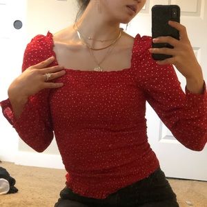 ✨ANTHROPOLOGIE✨ SHIRRED POLKADOT BOHO BLOUSE